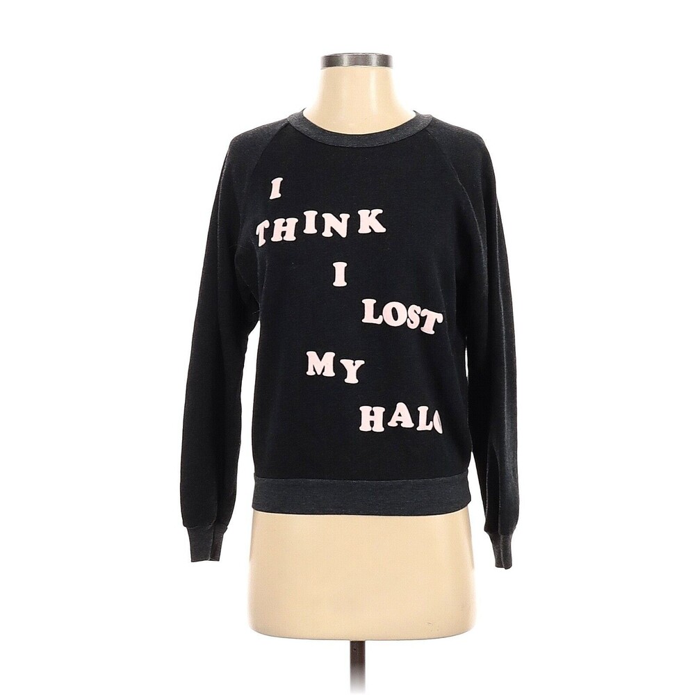 WILDFOX Black Pale Pink "I Think I Lost My Halo" Sweatshirt Athleisure - S